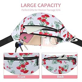 MAXTOP Large Crossbody Fanny Pack with 4-Zipper Pockets, Gifts for Women Mom To Enjoy Sports Yoga Festival Workout Traveling Running Casual Hands-Free Wallets Waist Pack Belt Bag Carrying All Phones