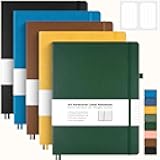 5 Pack College Ruled Notebook, A4 Hardcover Leather Notebook for Work, Lined Notebook Journal for Women, Men, 192 Thick Paper, 8.5