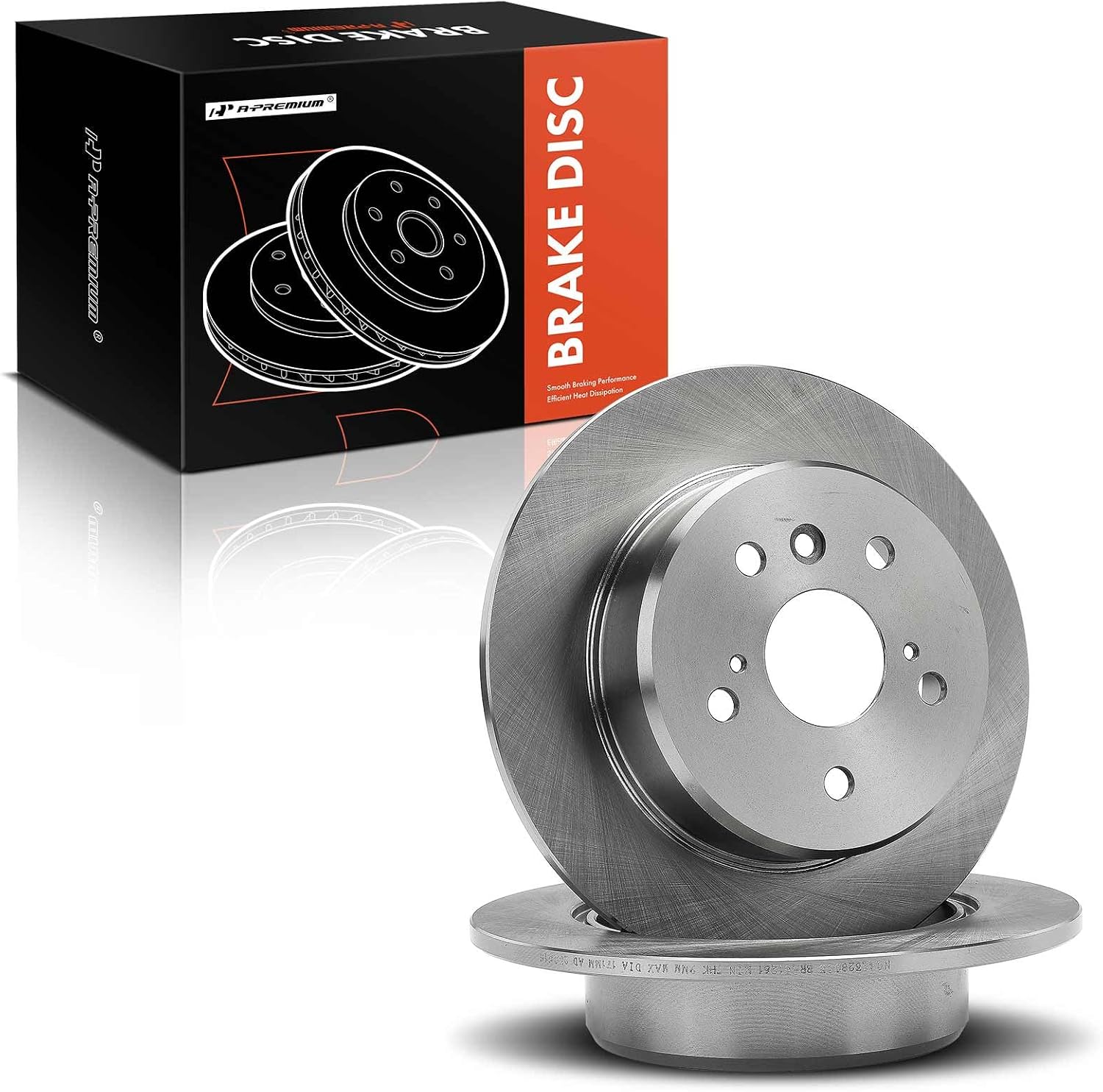 A-Premium 11.34 inch (288mm) Rear Solid Disc Brake Rotors Compatible with Select Toyota, Lexus models - Highlander 2001-2003, RX300 1999-2003, AWD, 2-PC Set