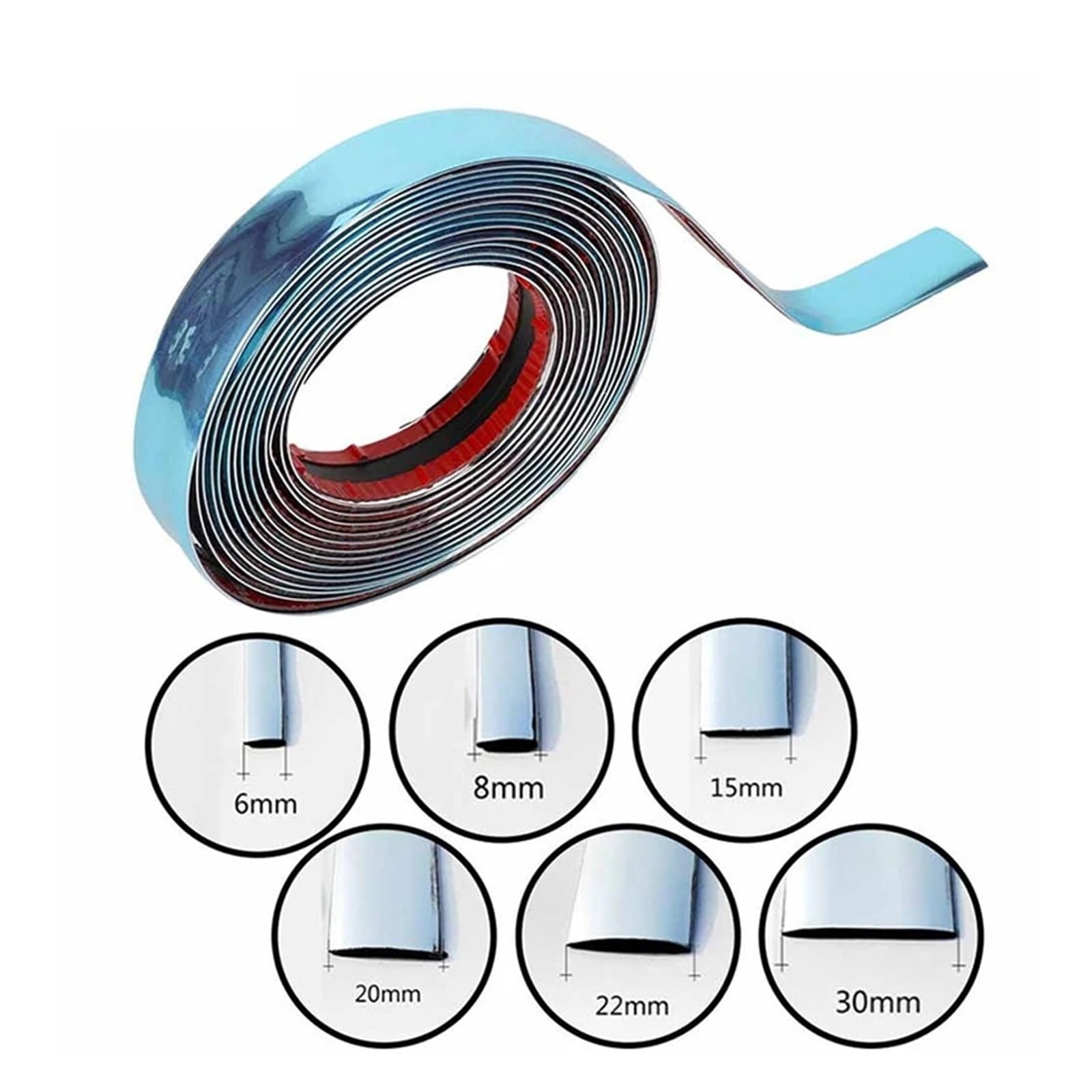 ZHGUIMING Pegatinas protectoras for puerta de coche, moldura cromada de 3 m/5 m, cinta anticolisión for parachoques, placa protectora for borde de puerta(10mm x 3m)
