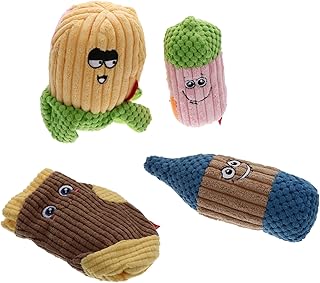 Hohopeti 4pcs Pet Plush Toys Puppy Puzzle Toys Plush Dreadfuls Small Dog Stuffed Animal Dog Chew Toy Cat Interactive Squeaky Toys Slow Eating Dog Toy Dog Squeaky Toy Dog Snuffle Toy Plush
