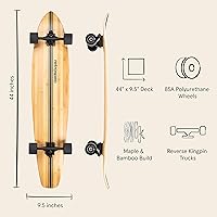 Vista 14 de Retrospec Zed Cruiser & Pintail Longboard Skateboard Complete – Bamboo & Canadian Maple Wood Cruiser con camiones Kingpin reversa