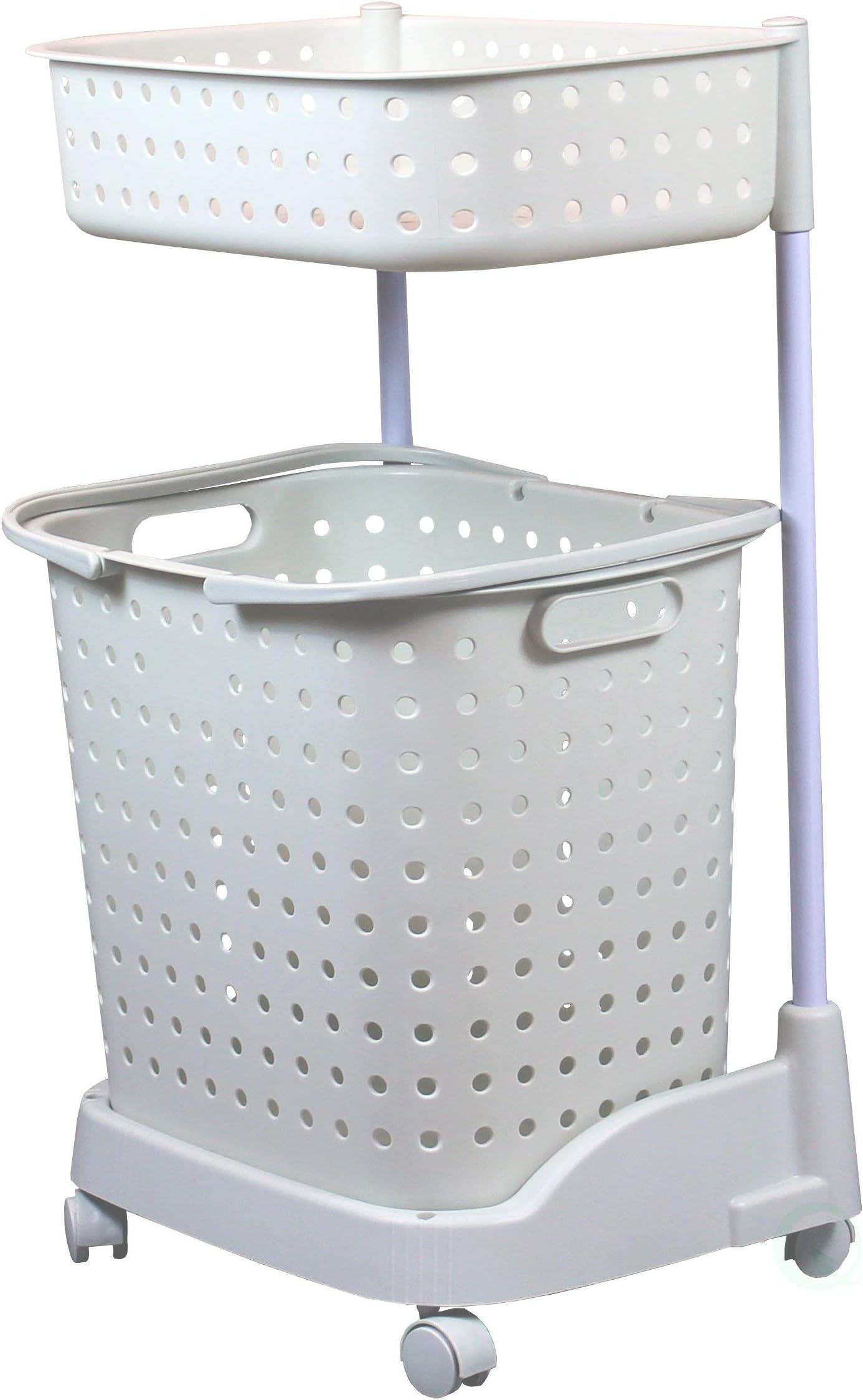 2 Tier Plastic Laundry Basket with Wheels