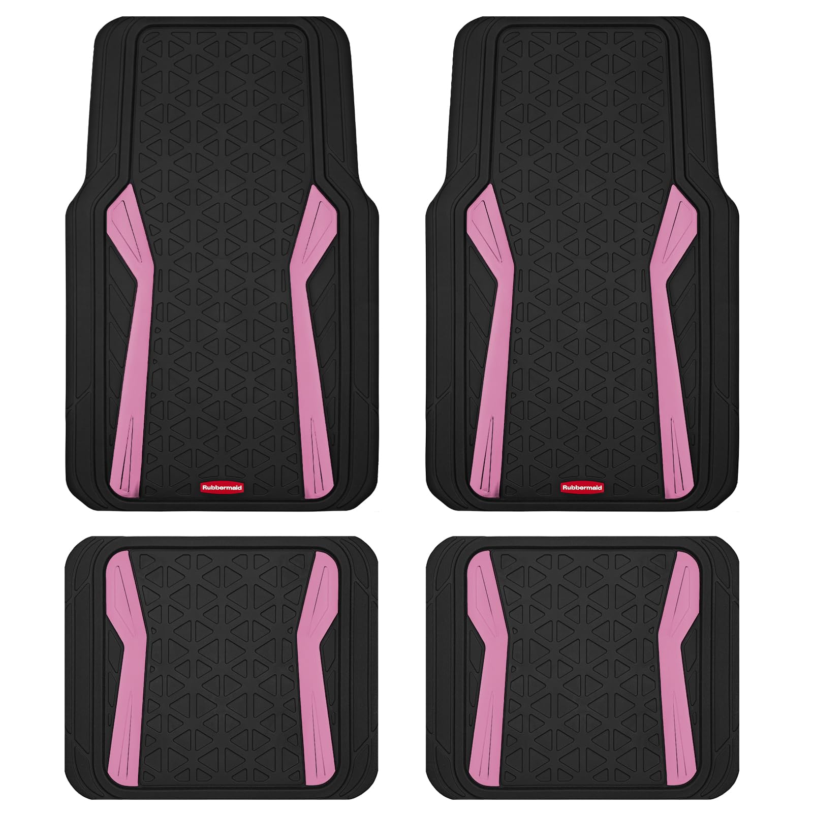 Rubbermaid Car Floor Mats Full Set, Premium Heavy Duty All-Weather Car Mats– Rugged Rubber with Brushed Aluminum Inserts, Universal Trim-to-Fit,