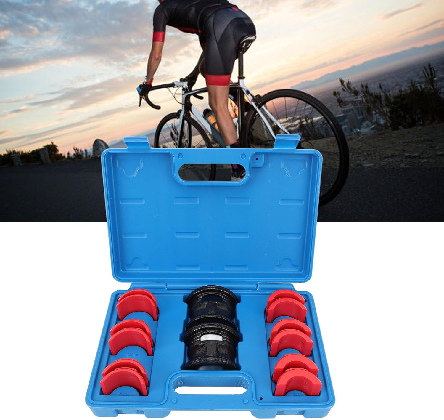 35-50MM Fork Seal Installer Driver Set, Universal Motorcycle Bike Fork Seal Driver Tool Kit with 6 Adapter Sizes for Most Bikes Upside Down Front Yokes