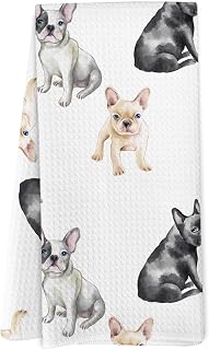 Decorative French bulldog kitchen towel by Yorhifa