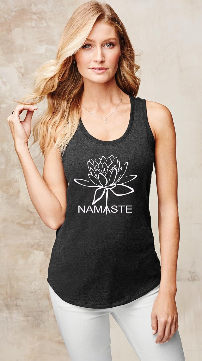 Women's Blooming Namaste Lotus Triblend Racerback Yoga Tank Top