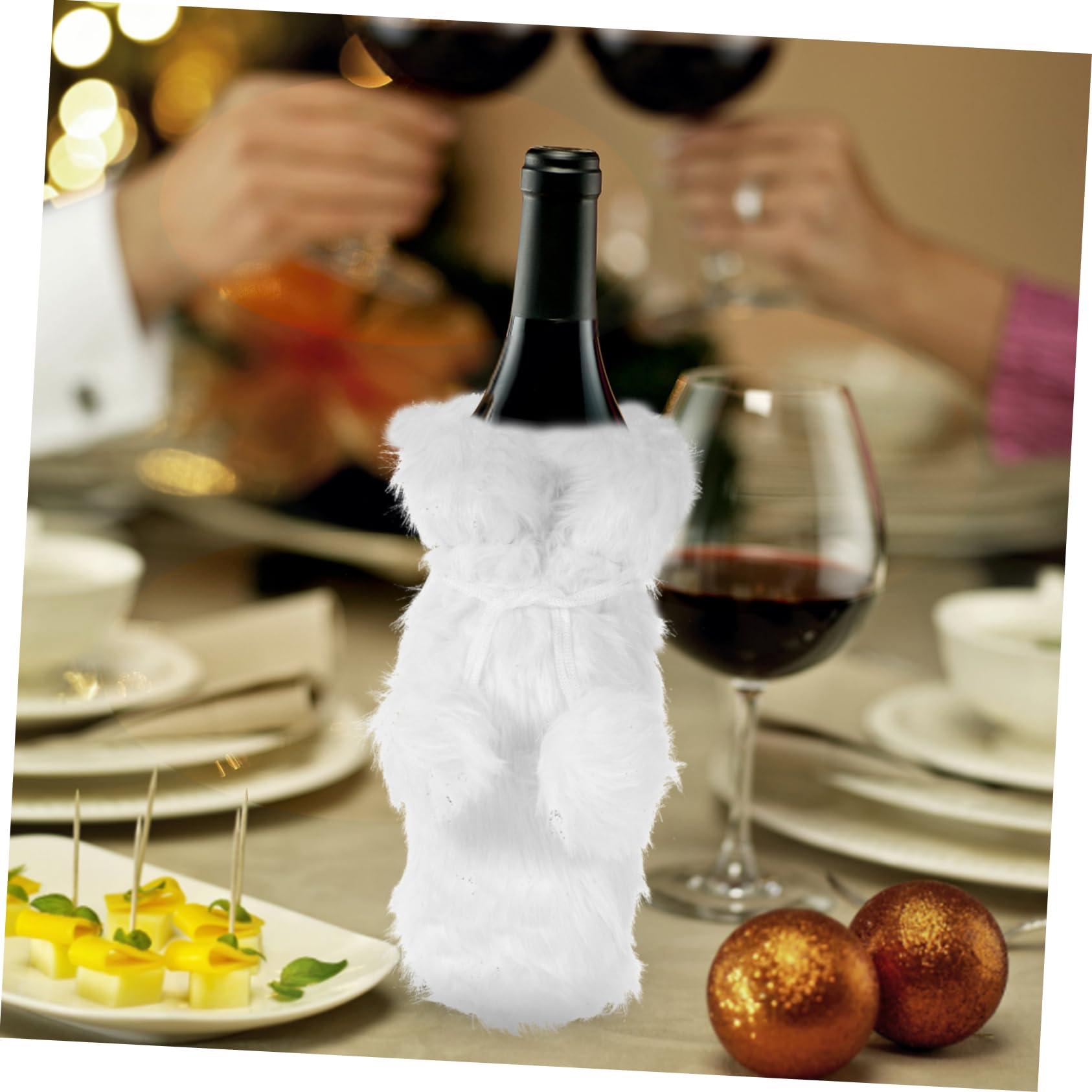 TOPBATHY 4 Pezzi di Graziosi Accessori Natalizi per Bottiglie di Vino Riutilizzabili per Decorazioni da Tavola per Feste Come Ornamento Natalizio.