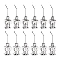 Vista 13 de HARFINGTON 12 agujas dispensadoras, calibre 24, punta roma, de acero inoxidable, 45 grados, con conector Luer Lock para cartuchos de tinta