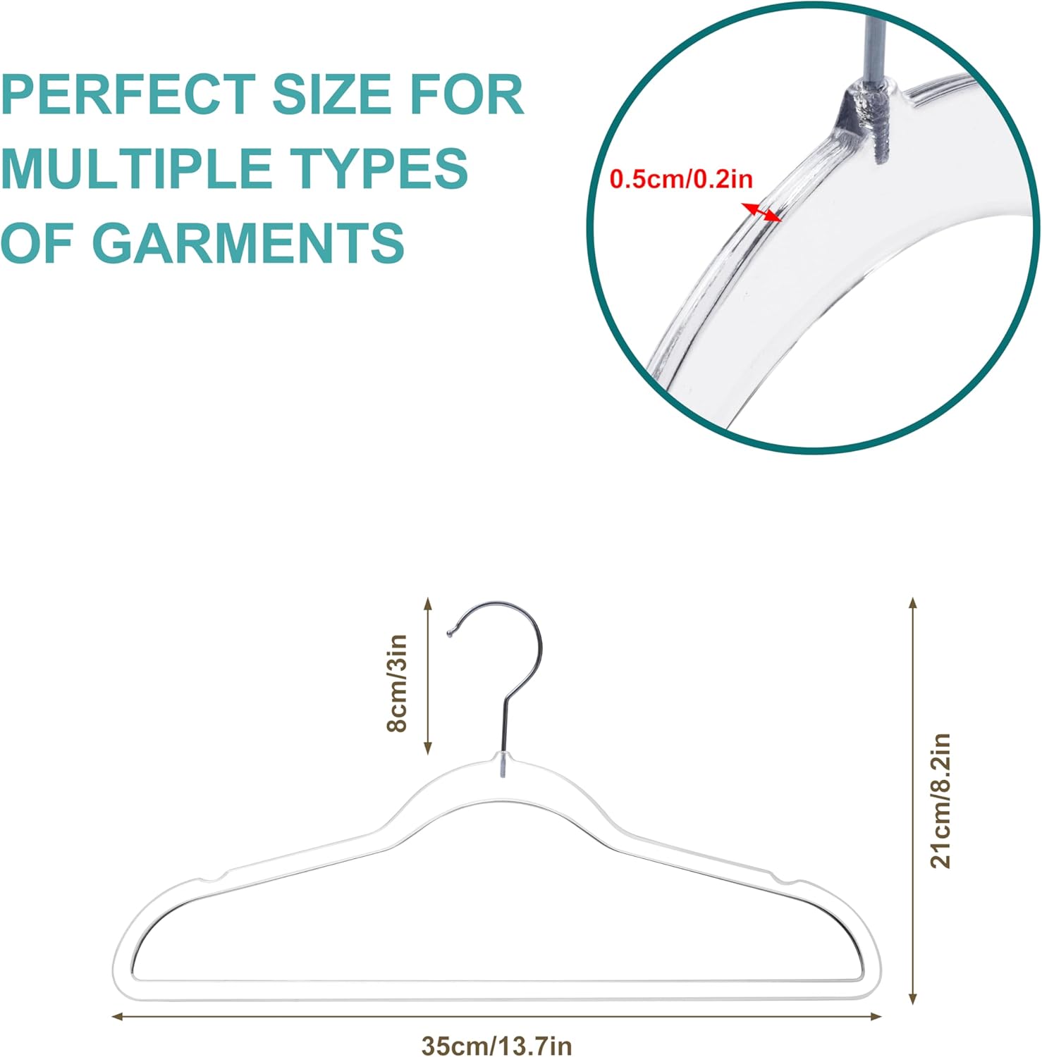 Quality Hangers 14” Clear Plastic Kids Hangers 240-Pack | Durable & Stylish Acrylic Hangers for Petite Adults with 360 Degree Swivel Hook and Notches | Cloths Children Hangers (240, Clear, Chrome)