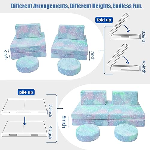 Miniatura 8 de MeMoreCool Sofá para niños, sofá de juegos para niños, sofá para niños, sofá infantil para sala de juegos, sofá modular para niños, sofá de espuma