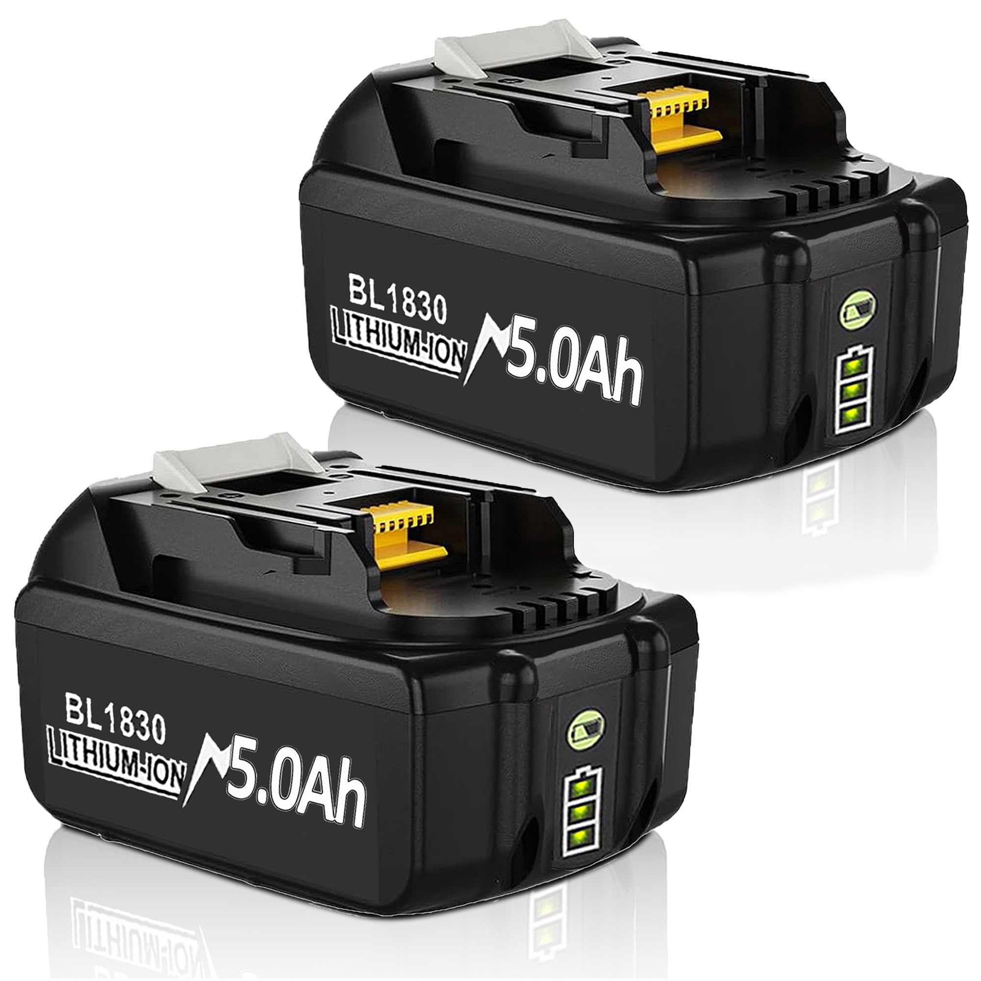 2X 18V 5,0Ah/5000mAh Batteria Sostituzione per Makita BL1860 BL1860B BL1850B BL1850 BL1840B BL1830B LXT-400 con indicatore LED