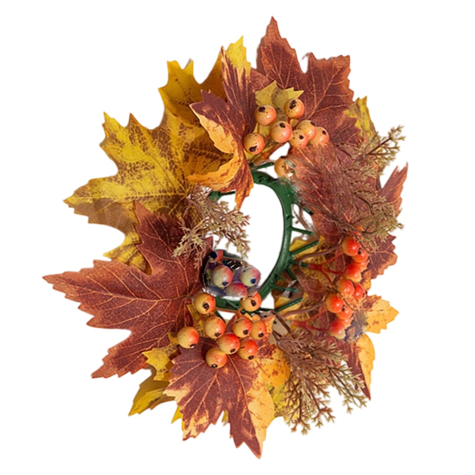Indoor Harvest Centerpiece Wreath, Artificial Fall Foliage Decor for Holder Use, Mantel, Entryway Styling Autumn Holder Wreath Harvest Centerpiece Decor Faux Foliage Table Mantel Accent