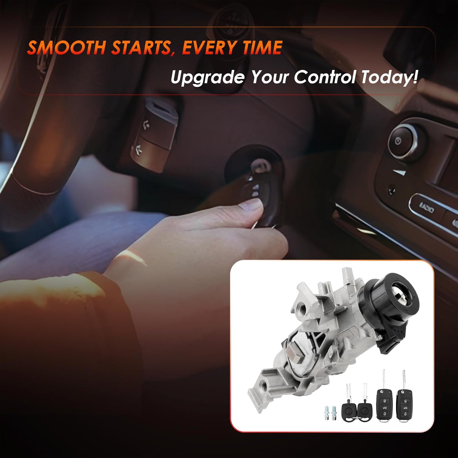 Ignition Switch Lock Cylinder, Compatible with Volkswagen VW 06-18 Jetta, 04-07 10-11 Golf, 07-11 EOS, 06-09 Rabbit, Assembly with Remote Intelligent Key Shell, Replaces# 1K0905851B/1K0905851 - Image 8