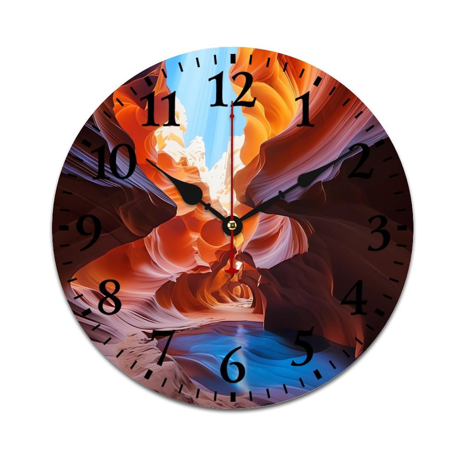 NTVOWPZO 10 Inch Wall Clock Wooden Antelope Canyon Battery Operated Wall Clocks Silent Non-Ticking Square Wall Clock for Living Room Kitchen Home Office Wall Decorative Clocks