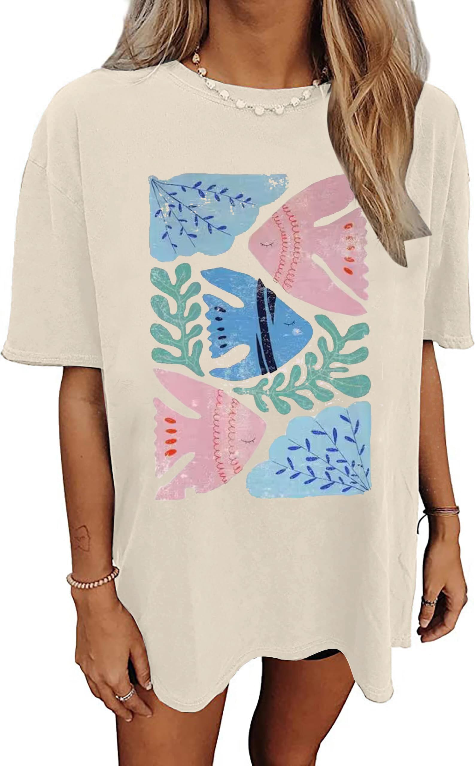 Wildflowers Shirt for Women Oversized Vintage Floral T Shirts Inspirational Graphic Tees Summer Casual Loose Beach Tops