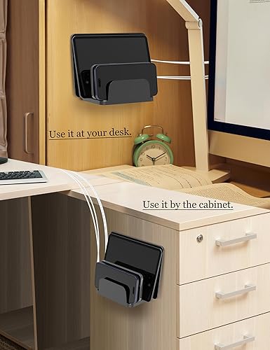 Miniatura 3 de Soporte de pared para teléfonos inteligentes y tabletas, estante de teléfono con estación de acoplamiento de 4 ranuras compatible con tableta, iPad,