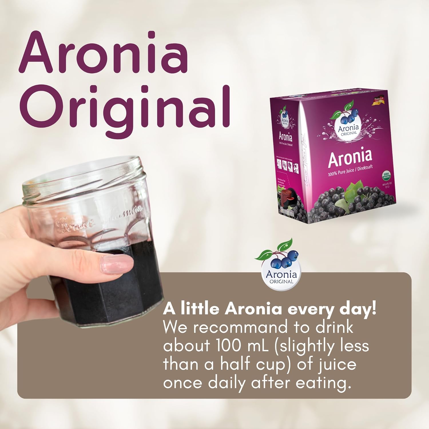 Aronia Original Organic Aronia Berry Juice Box 101.4 Fl Oz - 100% Pure Chokeberry Juice, Not from Concentrate - No Additives, Vegan & Non-GMO - Image 8