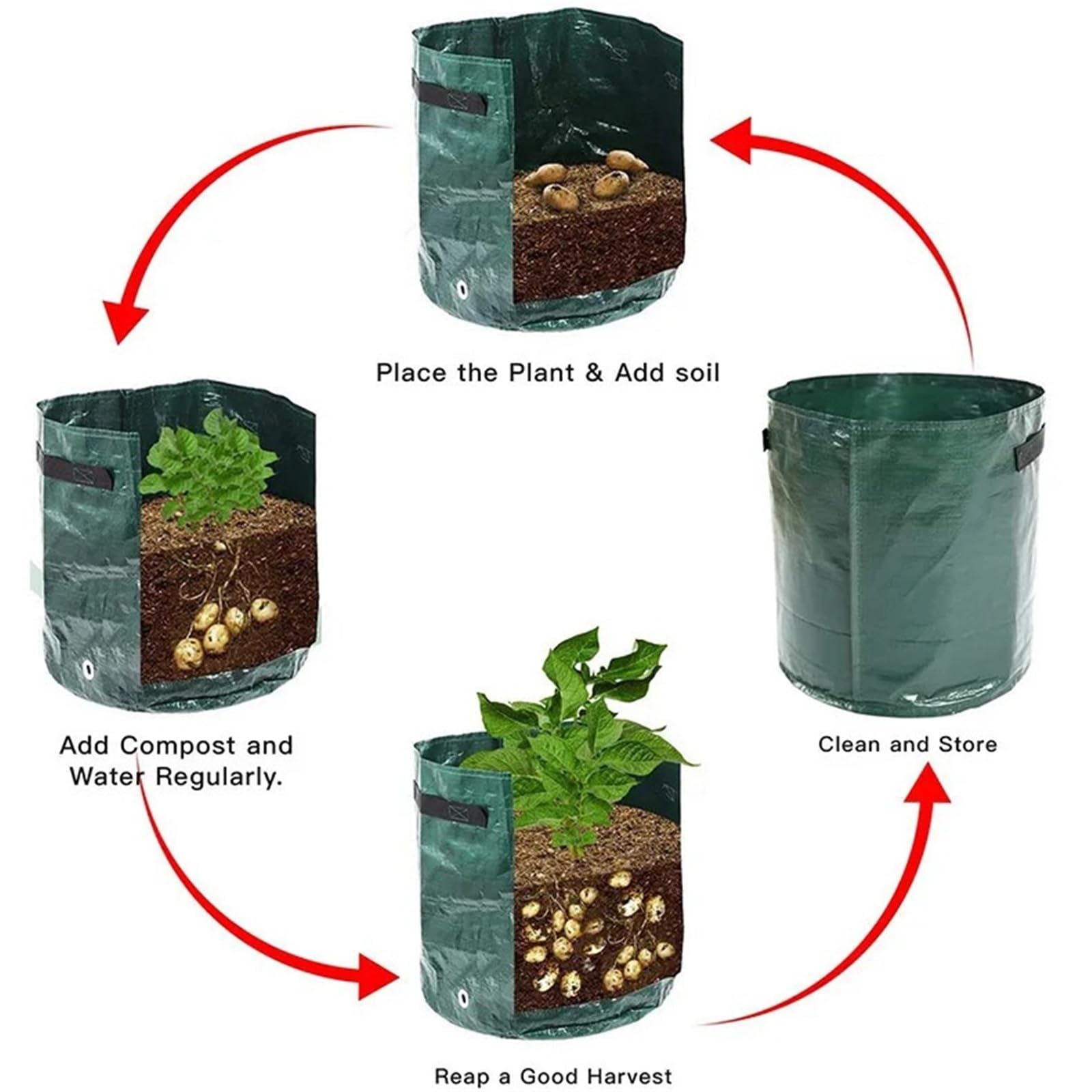 Stofftopf Verdickter Kartoffel-Wachstumsbeutel | For Garten 1/3/5/7/10/12Gal(Orange,35x50cm 12 gallons)