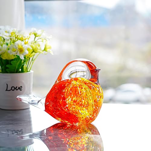 Miniatura 4 de QFkris Figura de pájaro de vidrio soplado de 7 pulgadas, coleccionables, hecha a mano, papel, papel, arte de vidrio, escultura de animales,