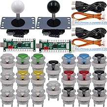 SJ@JX Arcade Game 2 Player Controller DIY Kit Microswitch Button 4&8 Way Joystick Zero Delay USB Encoder Fighting Stick Handles Console for PC MAME Raspberry Pi Retropie