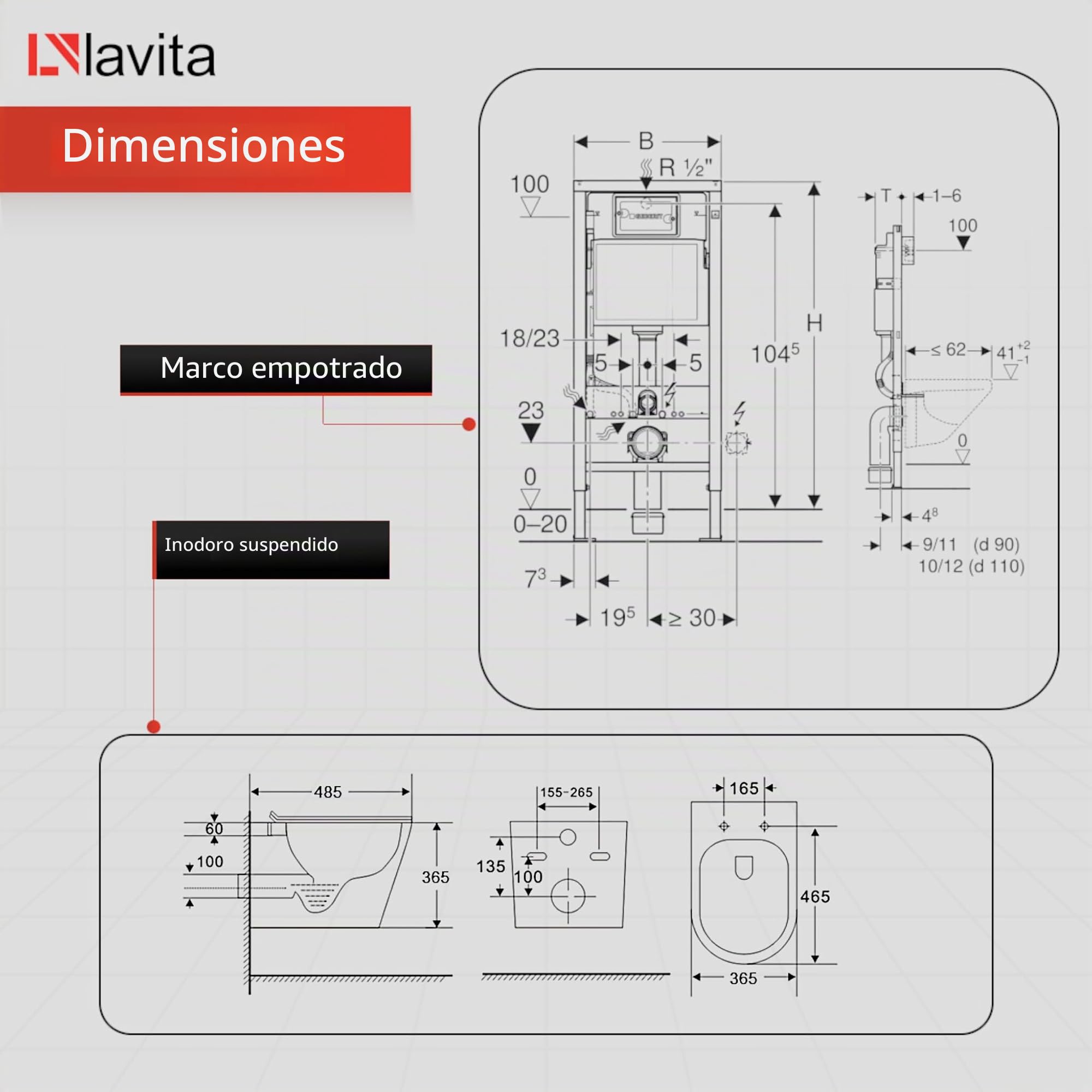Lavita Duofix Basic Elemento de pared+Inodoro de descarga profunda Dalia Blanco Sin reborde+Asiento de inodoro con cierre automático+Botón blanco Juego completo WC
