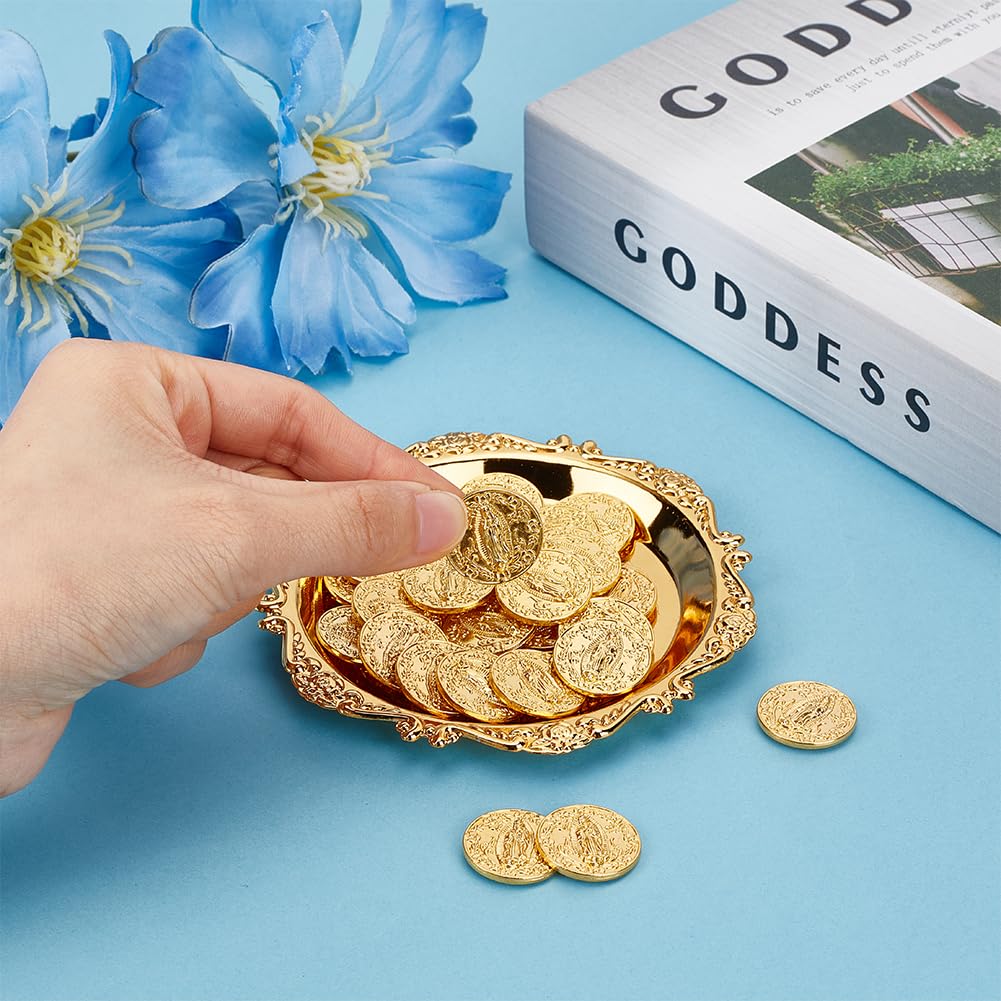 Juego de 2 monedas de unidad de boda con 26 monedas de aleación dorada para boda, Arras para Boda Católica, juego de monedas grandes con caja de exhibición redonda de 106 mm para ceremonia