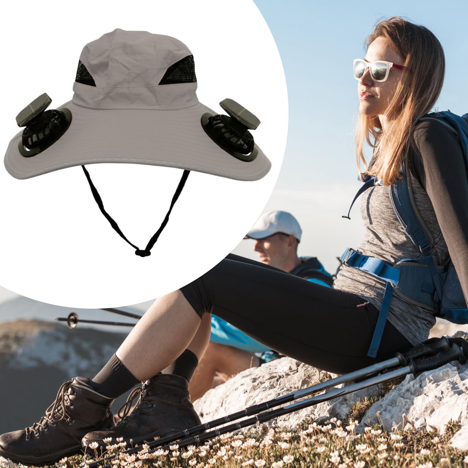 Cappello Ventilatore Solare Cappello da Pesca UPF50 all'Aperto | Protezione Solare Portatile Traspirante Unisex per Viaggi Sport Campeggio Spiaggia Escursioni Attività