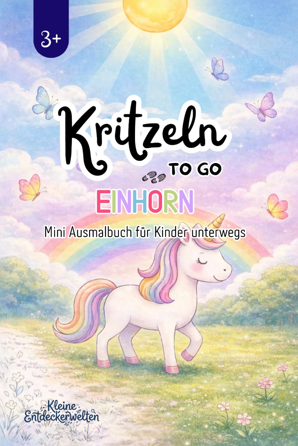 Kritzeln To Go - Einhorn: Mini Ausmalbuch für Kinder unterwegs | Einhörner, Blumen & magische Motive | Ab 3 Jahren