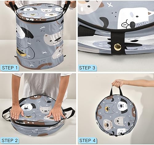 Miniatura 4 de tubs large foldable organizers and storage basket for dorm Cute Dog Faces Gray,canastos para ropa sucia