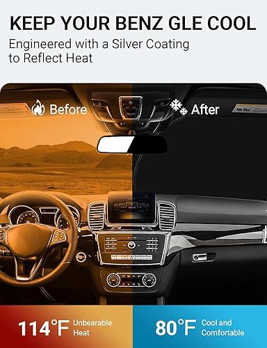 Miniatura 3 de Proadsy Parasol para parabrisas mejorado 2025, ajuste personalizado Mercedes-Benz Clase GLE 2016-2019 de 4 capas, protector de parasol frontal