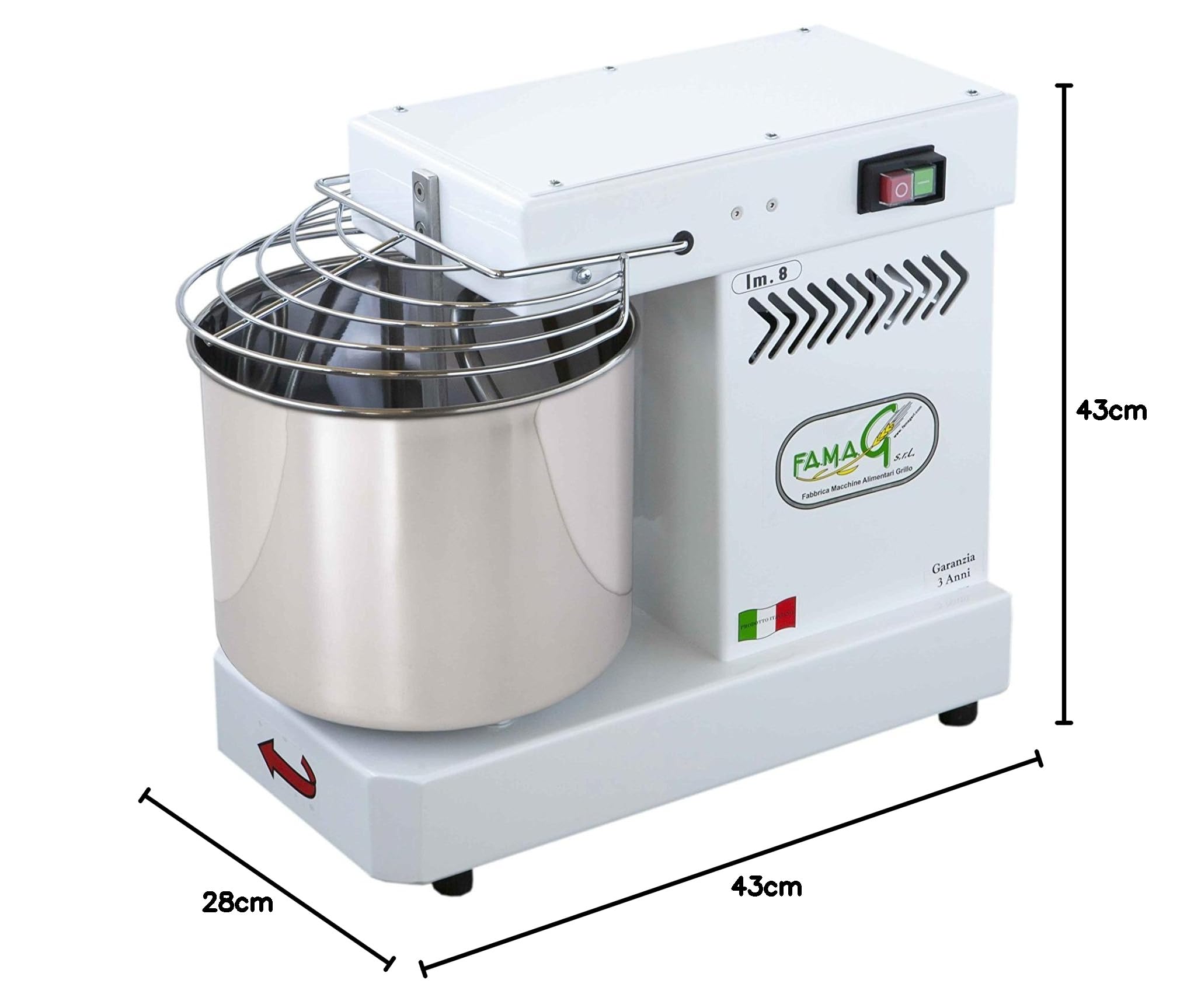 Famag Impastatrice 8 Kg Macchina del Pane Pizza, Acciaio Inossidabile, Made in Italy