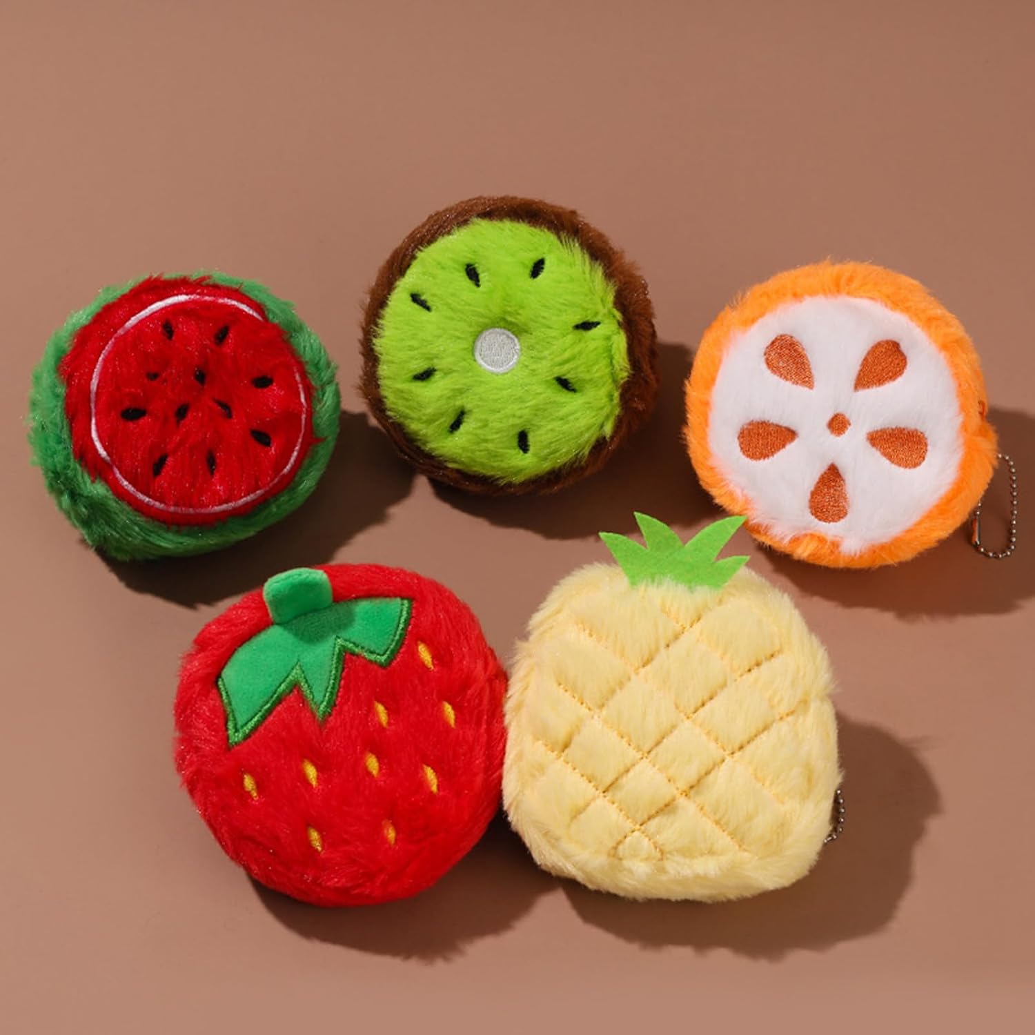 Miniature Plush Fruit Wallet Sturdy Zippered Closure Pocket Sized Money Organizers Fruit Accessory Pouch