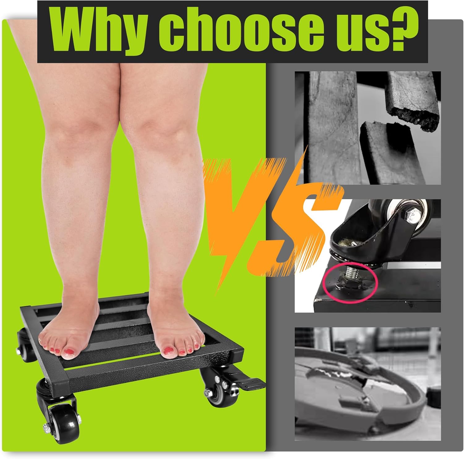 8X 8 inches Plant Caddy with Wheels Upgraded Lockable Heavy Duty Trolley Suitable for Indoor Outdoor Large Plant Pots Parasol Stands and Bases or Plant Stand Metal Square Black