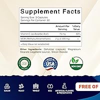 Vista 2 de Vitamatic MSM 2000 mg con vitamina C 75 mg por porción, 180 cápsulas vegetales, ayuda de vitamina C en un mejor absopritón de MSM