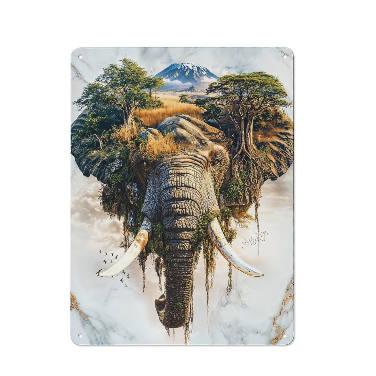 Junmoney Savannah Sentinel Tin Wall Plaque 40X30cm With For Living Room Or Hallway, A Decorative Christmas Gift For Hallway Decor Fans