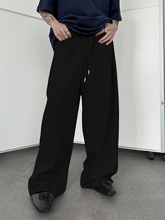 SHENHE Men's Baggy Pants Wide Leg Drawstring Waist Loose Sweatpants