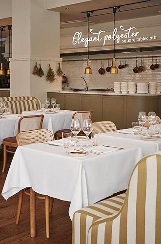 Miniatura 205 de Paquete de 8 manteles redondos blancos de 90 pulgadas, manteles redondos de poliéster lavables para mesa de tela decorativa resistente a