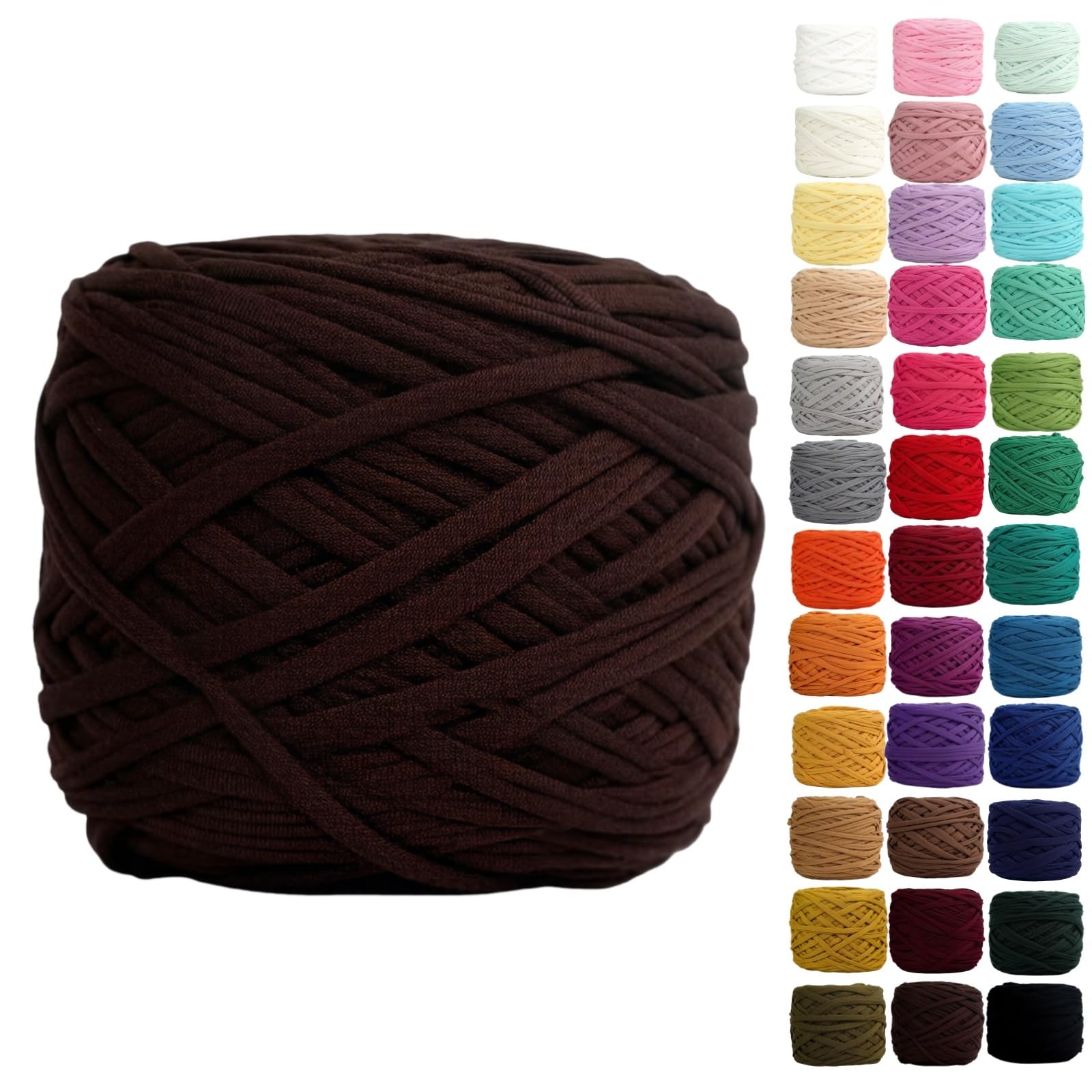 Binwat T Shirt Yarn for Crocheting 150m Elastic Ribbon Yarn Thick Crochet Fabric Yarn, Knitting T-Shirt Yarn for Crochet Bag/Blanket/Basket, DIY Crafts Projects, Home Decor (Coffee) โ image 1