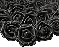 Vista 1 de 3 x 1.6 x 3 pulgadas, 100 unidades de espuma artificial 3D de tacto real sin tallo para decoración del hogar y fiesta de boda (negro)