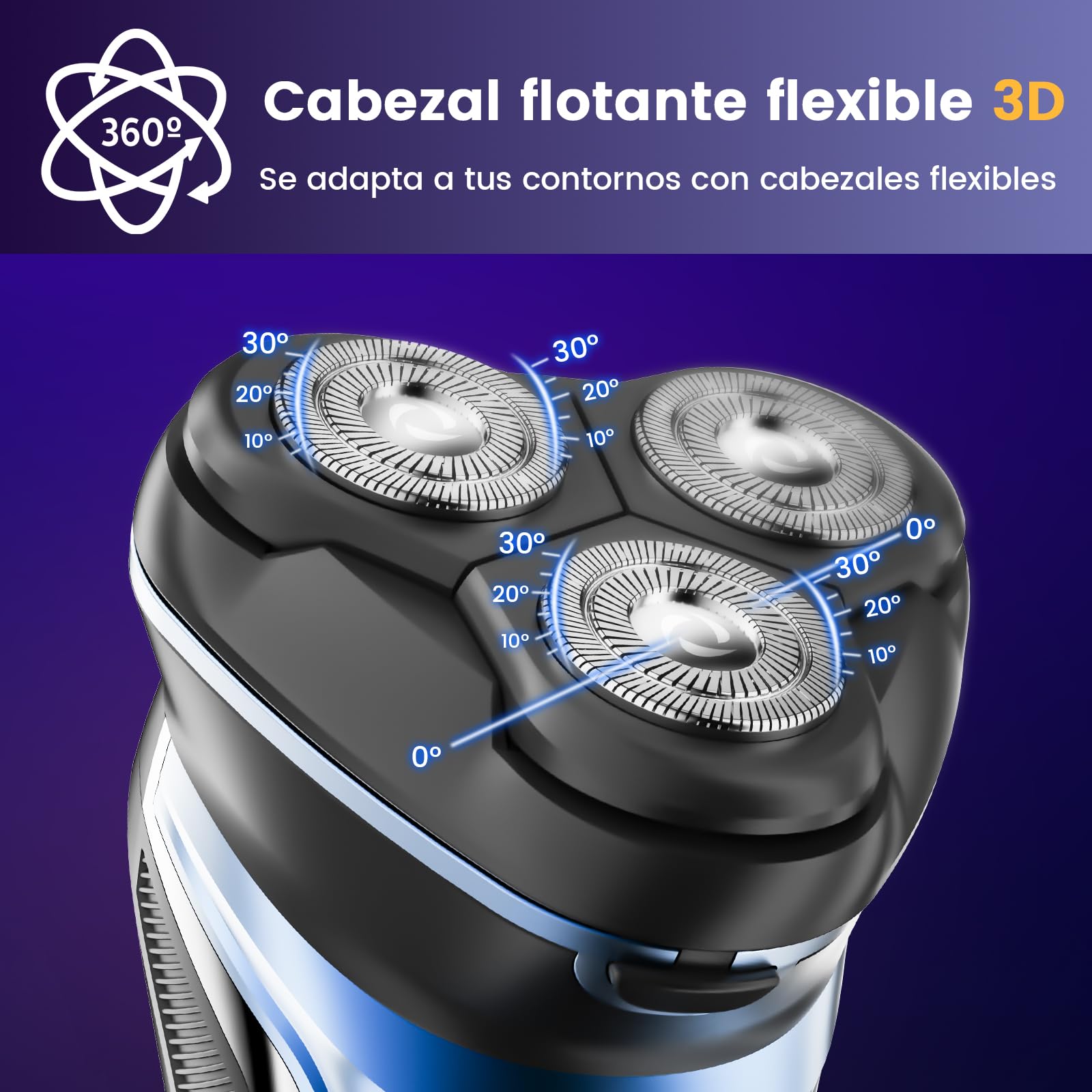 Skycool Afeitadora Electrica Hombre, Maquina De Afeitar Hombre Inalambrica Recargable, Afeitadora En Seco Y Húmedo Con Recortadora Emergente, Dos Modos De Velocidad, Pantalla Led