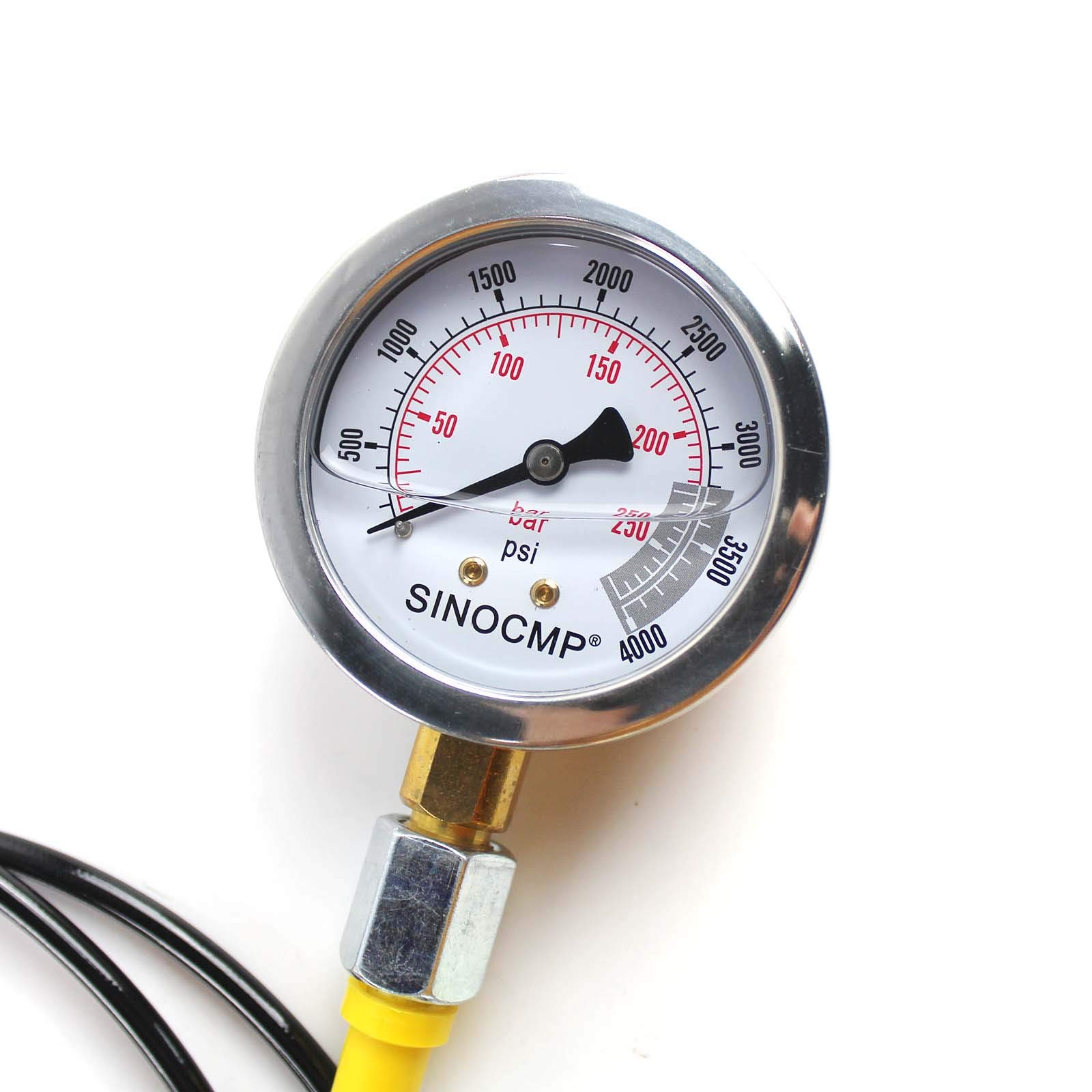 Kit di prova della pressione idraulica 25 MPA/250 BAR/4000 PSI Kit di accoppiamento di prova per escavatore Komatsu Kit di manometri per macchine edili con 1 manometro, 1 tubo di prova e 2 raccordi