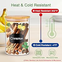 Vista 5 de Tarros de vidrio con tapas de bambú de 20 onzas, 12 recipientes apilables de almacenamiento de vidrio de cocina con tapas herméticas de bambú
