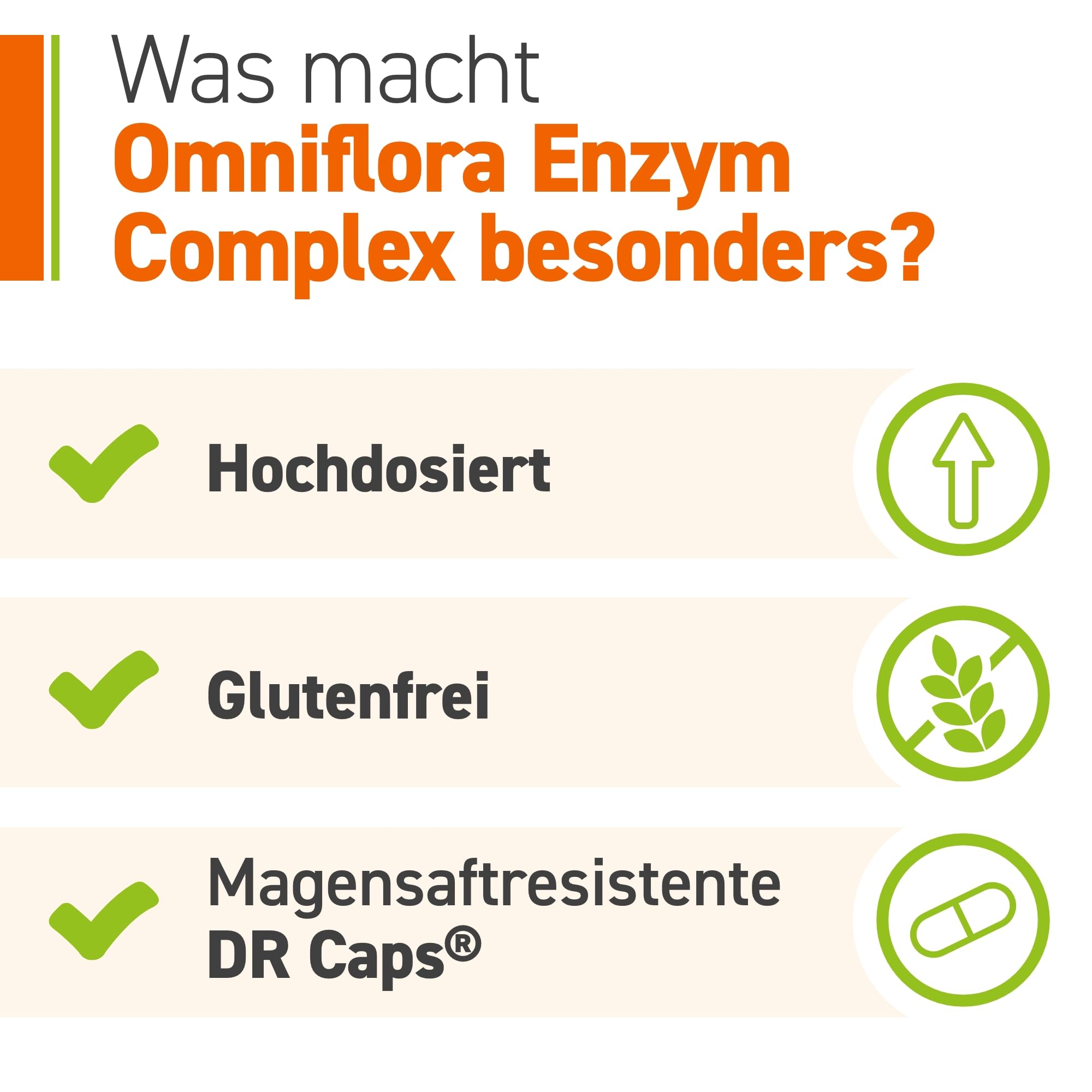 Omniflora Enzym Complex – 7 Enzyme mit Bromelain & Papain – 90 Kapseln | 2 Mrd. aktive Kulturen (Bacillus coagulans) · Magensaftresistente DRcaps · 7-fach Enzymkomplex