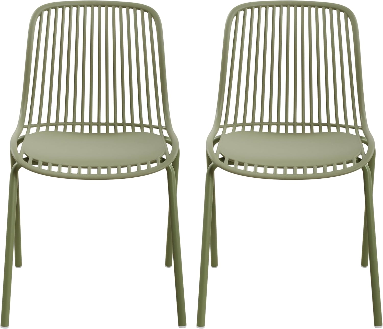 Christopher Knight Home Bentley Outdoor Dining Chairs Set of 2, Modern Patio Dining Chairs with Metal Frame and Weather Resistant Plastic Seat, Patio Armless Chairs for Garden Deck, Sage Green