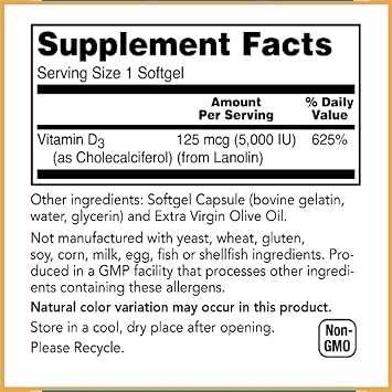 Baar Vitamin D-3 Softgels، 5،000 IU، 120 Softgels