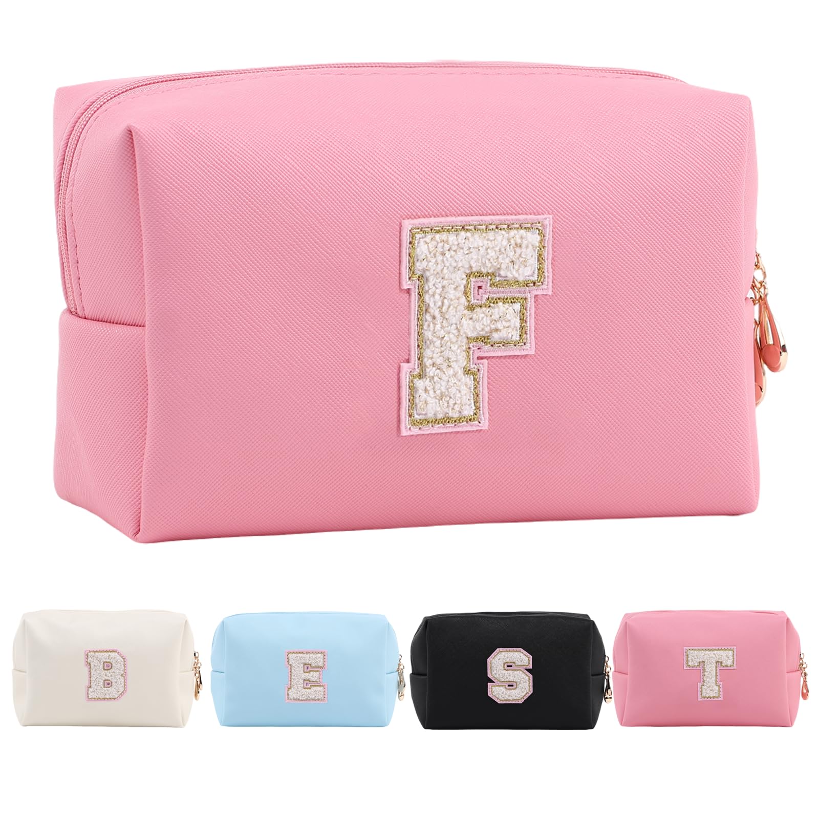 Personalized Makeup Bag,Waterproof Travel Makeup Pouch Cosmetic Bag Birthday Gift for Women Mom，Bride Bridesmaid Cosmetic Bag A-Z — view 29
