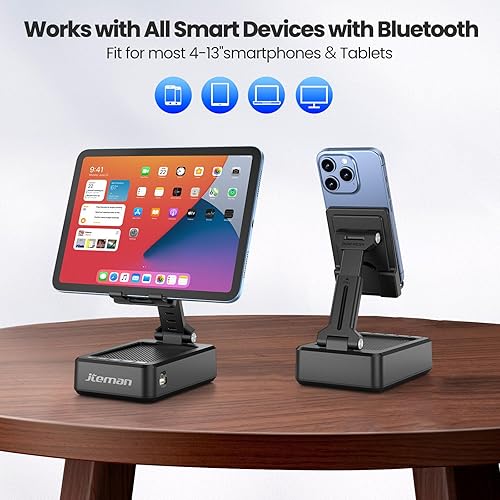 Miniatura 6 de JTEMAN Soporte para teléfono celular con altavoz Bluetooth y función de carga, soporte de banco de energía de audio Bluetooth, regalos de cumpleaños