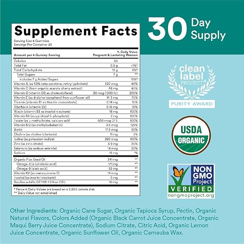 Miniatura 3 de Smartypants Vitamina prenatal orgánica multivitamínico de las gomas diarias folato probióticos vitaminas C D3 B12 K y zinc para apoyo inmunológico