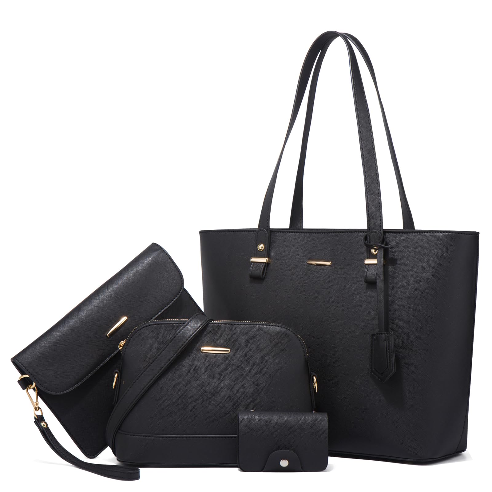 Borsa Tote Donna Grande Capacità, Borsa a Spalla Set 4 pezzi Tracolla a Mano Borse Elegante Capiente Manico Lungo per Lavoro Shopping Ufficio Scuola Viaggio Km43